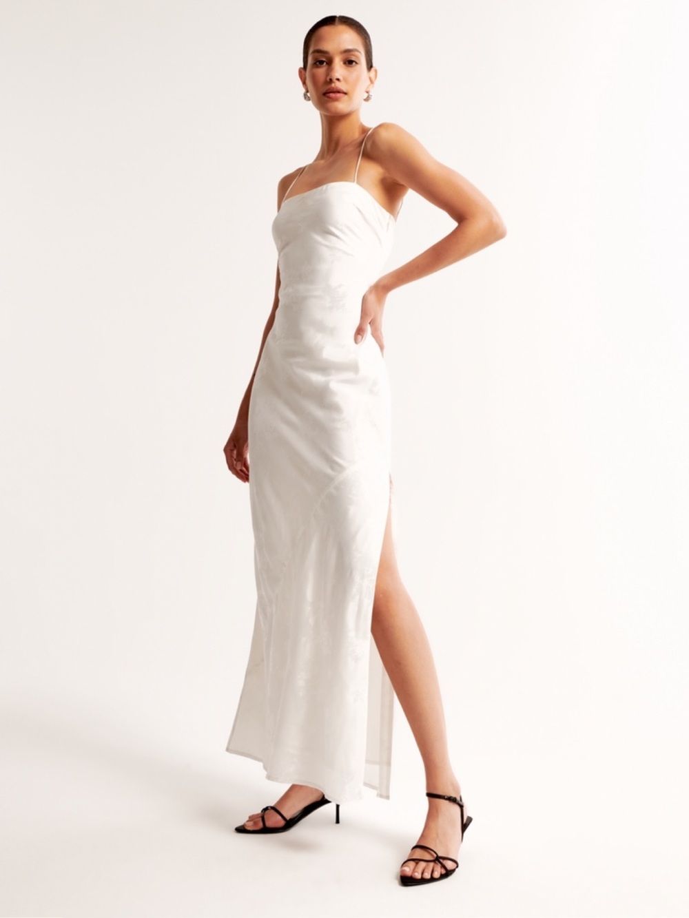 Abercrombie & Fitch White Satin Maxi Dress